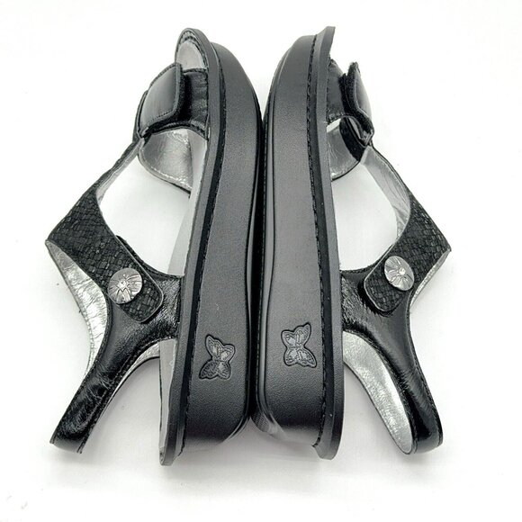 Alegria Sandals Kendra Leather T Strap Wedge Tile Me More Black Rocker US 9 EU39 - Picture 5 of 10